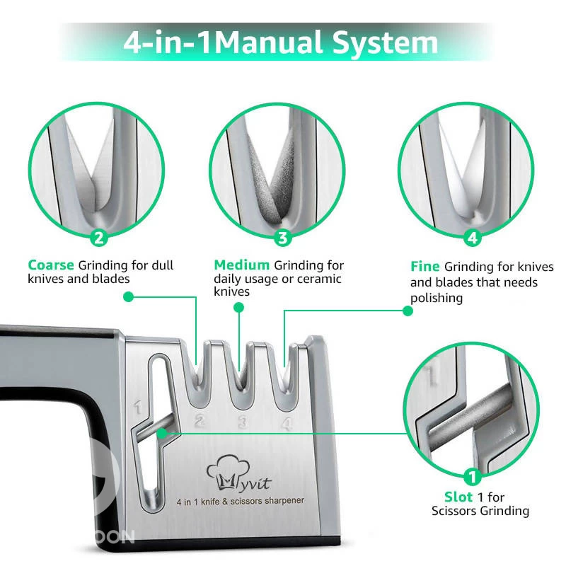 Food stainless steel sharpening system 4in1