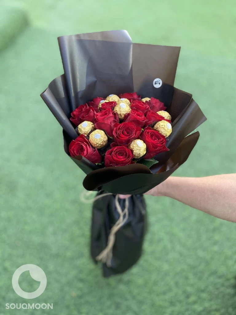 bouquet with chocolate