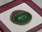 خاتم بحجر الزمرد الزامبي مطعم بالالماس البلجيكي Emerald with Diamond 
