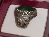 خاتم بحجر الزمرد الزامبي مطعم بالالماس البلجيكي Emerald with Diamond 